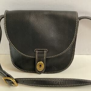 Vintage Y2K Fossil Mini Austin Black Leather Turnlock Saddle Bag Crossbody Purse